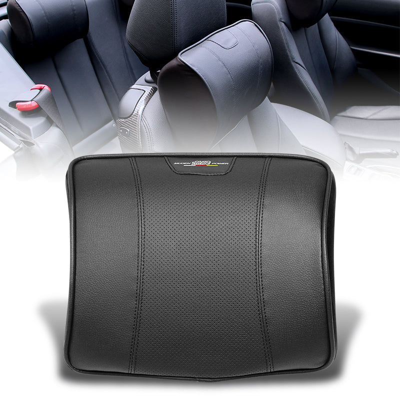 Black Car Headrest Neck Pillows Travel Cushion PU Leather & Memory