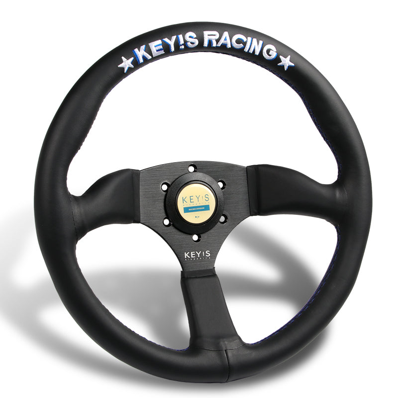 340mm KEY's Racing Deep Dish Embroidery Leather Steering Wheel