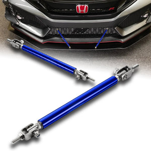 Adjustable 7" - 9" (100mm) Front Bumper Lip Splitter Diffuser Strut Rod Tie Support Bars -Blue