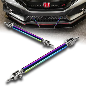 Adjustable 7" - 9" (100mm) Front Bumper Lip Splitter Diffuser Strut Rod Tie Support Bars -Neo Chrome