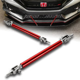 Adjustable 7" - 9" (100mm) Front Bumper Lip Splitter Diffuser Strut Rod Tie Support Bars -Red