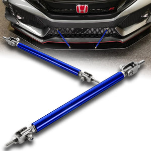 Adjustable 8" - 11" (150mm) Front Bumper Lip Splitter Diffuser Strut Rod Tie Support Bars -Blue