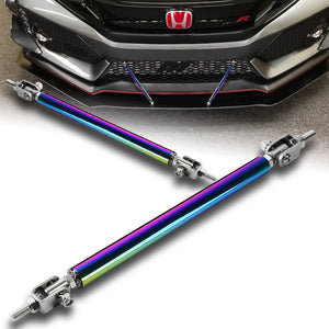 Adjustable 8" - 11" (150mm) Front Bumper Lip Splitter Diffuser Strut Rod Tie Support Bars -Neo Chrome