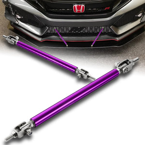 Adjustable 8" - 11" (150mm) Front Bumper Lip Splitter Diffuser Strut Rod Tie Support Bars -Purple