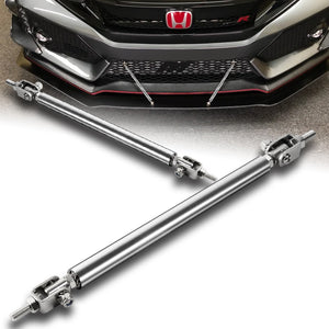 Adjustable 8" - 11" (150mm) Front Bumper Lip Splitter Diffuser Strut Rod Tie Support Bars -Silver