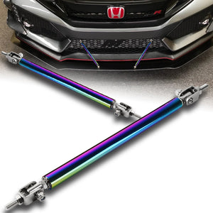 Adjustable 10" - 13" (200mm) Front Bumper Lip Splitter Diffuser Strut Rod Tie Support Bars -Neo Chrome