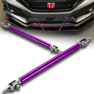 Adjustable 10" - 13" (200mm) Front Bumper Lip Splitter Diffuser Strut Rod Tie Support Bars -Purple