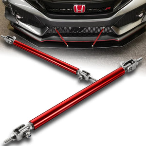 Adjustable 10" - 13" (200mm) Front Bumper Lip Splitter Diffuser Strut Rod Tie Support Bars -Red