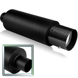 JDM N1 Style Universal 3" Inlet 4" Outlet Deep And Smooth Tone, Removable Silencer Pre-attached, Weld-On T-304 Exhaust Muffler -Black With Carbon Fiber Tip