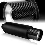 JDM N1 Style Universal 3" Inlet 4" Outlet Deep And Smooth Tone, Removable Silencer Pre-attached, Weld-On T-304 Exhaust Muffler -Black With Carbon Fiber Tip