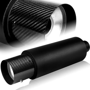 JDM N1 Style Universal 2.5" Inlet 4" Outlet Deep And Smooth Tone, Removable Silencer Pre-attached, Weld-On T-304 Exhaust Muffler -Black With Carbon Fiber Tip