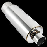 JDM N1 Style Universal 2.5" Inlet 4" Outlet Deep And Smooth Tone, Removable Silencer Pre-attached, Weld-On T-304 Exhaust Muffler -Chrome