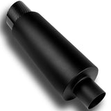 JDM N1 Style Universal 2.5" Inlet 4" Outlet Deep And Smooth Tone, Removable Silencer Pre-attached, Weld-On T-304 Exhaust Slant Tip High Flow Muffler -Black With Real Carbon Fiber Tip