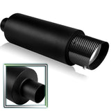 JDM N1 Style Universal 2.5" Inlet 4" Outlet Deep And Smooth Tone, Removable Silencer Pre-attached, Weld-On T-304 Exhaust Slant Tip High Flow Muffler -Black With Real Carbon Fiber Tip