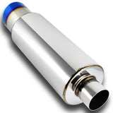 JDM N1 Style Universal 2.5" Inlet 4" Outlet Deep And Smooth Tone, Removable Silencer Pre-attached, Weld-On T-304 Exhaust Slant Tip High Flow Muffler -Blue Burnt Tip