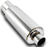 JDM N1 Style Universal 3" Inlet 4" Outlet Deep And Smooth Tone, Removable Silencer Pre-attached, Weld-On T-304 Exhaust Slant Tip High Flow Muffler -Chrome