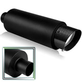 JDM N1 Fireball Slant Style Universal 3" Inlet 4" Outlet Deep And Smooth Tone, Removable Silencer Pre-attached, Weld-On T-304 Exhaust High Flow Muffler -Black With Real Carbon Fiber Tip