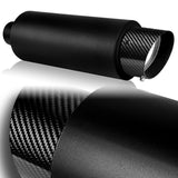 JDM N1 Fireball Slant Style Universal 3" Inlet 4" Outlet Deep And Smooth Tone, Removable Silencer Pre-attached, Weld-On T-304 Exhaust High Flow Muffler -Black With Real Carbon Fiber Tip