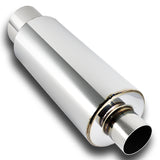 JDM N1 Fireball Slant Style Universal 2.5" Inlet 4" Outlet Deep And Smooth Tone, Removable Silencer Pre-attached, Weld-On T-304 Exhaust High Flow Muffler -Chrome