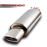 Euro Style Universal 2.5" Inlet 5.5" Outlet Deep And Smooth Tone Weld-On T-304 Exhaust High Flow Oval Tip Muffler -Chrome