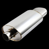 Euro Style Universal 2.5" Inlet 5.5" Outlet Deep And Smooth Tone Weld-On T-304 Exhaust High Flow Oval Tip Muffler -Chrome