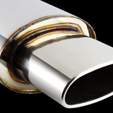 Euro Style Universal 2.5" Inlet 5.5" Outlet Deep And Smooth Tone Weld-On T-304 Exhaust High Flow Oval Tip Muffler -Chrome