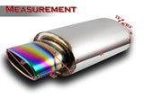 Euro Style Universal 2.5" Inlet 5.5" Outlet Deep And Smooth Tone Weld-On T-304 Exhaust High Flow Oval Tip Muffler -Rainbow Burnt Tip