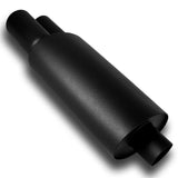 DTM Dual Tip Style Universal 2.5" Inlet 3" Outlet Deep And Smooth Tone Weld-On T-304 Exhaust High Flow Dual Tip Muffler -Black