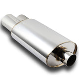 DTM Dual Tip Style Universal 2.5" Inlet 3" Outlet Deep And Smooth Tone Weld-On T-304 Exhaust High Flow Dual Tip Muffler -Chrome