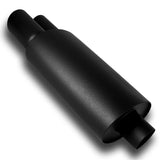 DTM Dual Slant Tip Style Universal 2.5" Inlet 3" Outlet Deep And Smooth Tone Weld-On T-304 Exhaust High Flow Dual Tip Muffler -Black