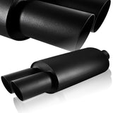 DTM Dual Slant Tip Style Universal 2.5" Inlet 3" Outlet Deep And Smooth Tone Weld-On T-304 Exhaust High Flow Dual Tip Muffler -Black