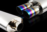 DTM Dual Slant Tip Style Universal 2.5" Inlet 3" Outlet Deep And Smooth Tone Weld-On T-304 Exhaust High Flow Dual Tip Muffler -Rainbow Burnt Tip