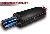 DTM Slant Tip Style Universal 2.5" Inlet 3" Outlet Deep And Smooth Tone Weld-On T-304 Exhaust High Flow Black Ceramic Coated Muffler -Blue Tip