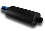 DTM Slant Tip Style Universal 2.5" Inlet 3" Outlet Deep And Smooth Tone Weld-On T-304 Exhaust High Flow Black Ceramic Coated Muffler -Blue Tip