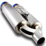 DTM Dual Body Tip Style Universal 2.5" Inlet 3.5" Outlet Deep And Smooth Tone Weld-On T-304 Exhaust High Flow Dual Tip Muffler -Blue Burnt Tip