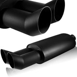 DTM Dual Angle Tip Style Universal 2.5" Inlet 3" Outlet Deep And Smooth Tone Weld-On T-304 Exhaust Muffler -Black