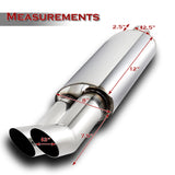 DTM Dual Angle Tip Style Universal 2.5" Inlet 3" Outlet Deep And Smooth Tone Weld-On T-304 Exhaust Muffler -Chrome