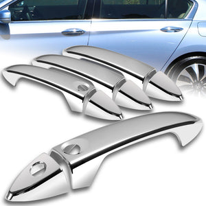 For 2017 - 2020 Honda Pilot / Ridgeline Chrome Exterior Door Pull Handle Cover Cap Trim Kit With Smart Key Hole