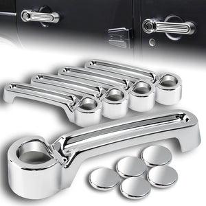 For 2007 - 2012 Dodge Nitro Mirror Chrome Exterior Door Pull Handle Cover Cap Trim Kit 5PCS