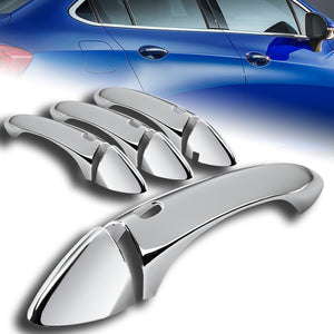 For 2016 - 2019 Chevrolet Cruze Mirror Chrome Exterior Door Pull Handle Lever Cover Cap Trim Kit W/4-Smart Keyhole