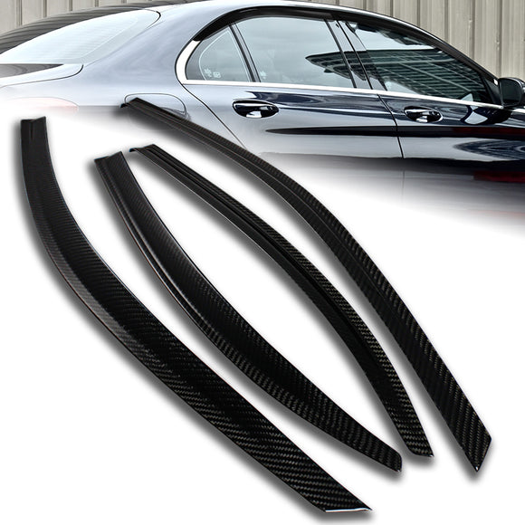 Real Carbon Fiber Tape On Side Window Sun Shield Rain Guard Visor For 2015 - 2018 Mercedes-Benz W205 C-Class C180 C200 C300 C63 C43 Sedan