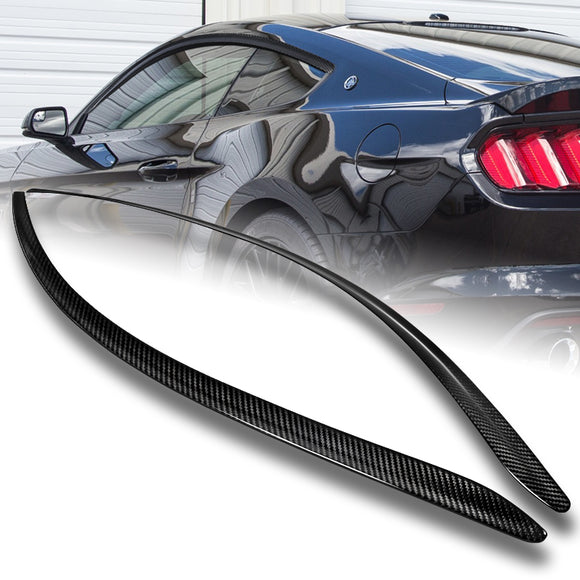 Real Carbon Fiber Tape On Side Window Sun Shield Rain Guard Visor For 2015 - 2020 Ford Mustang 2-DR/Coupe