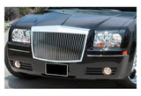 Vertical Phantom Style For 2005 - 2010 Chrysler 300 300C Front Bumper Grille Grill Outline Trim Overlay Cover -Chrome ABS