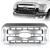 For 2011 - 2016 Ford F250 F350 F450 F550 Super Duty Front Bumper Grille Grill Outline Trim Overlay Cover -Chrome