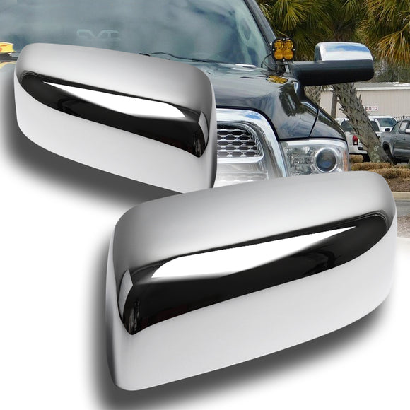 Side View Mirror Covers Cap For 2010-2018 Dodge Ram 1500 2500 3500 4500 5500 W/O Turn Signal Cut -Chrome ABS