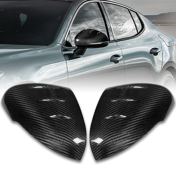 Side View Mirror Covers Cap Trim For 2018-2023 Kia Stinger -Real Carbon Fiber