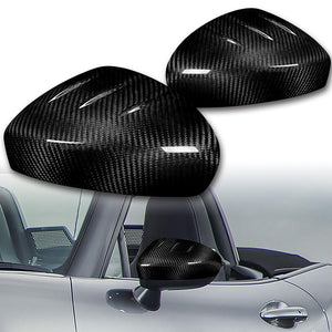 Side View Mirror Covers Cap Trim For 2016-2023 Mazda MX-5 MX5 Miata -Real Carbon Fiber