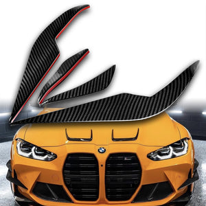 For 2012 - 2025 BMW M3 (G80) M4 (G82/G83) Front Bumper Aero Winglet Canard Fins Spoiler Body Kit Splitter -Real Carbon Fiber