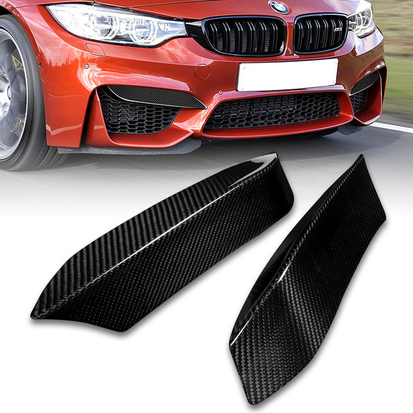 For 2015-2020 BMW F80 F82 F83 M3 M4 Real Carbon Fiber Front Bumper Splitter Canard Lip 2PCS