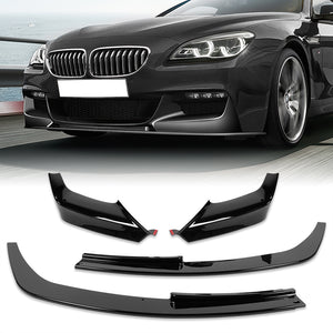 For 2012-2018 BMW 6-Series F06 F12 F13 M-Sport Front Bumper Splitter Spoiler Lip 4PCS -Painted Black